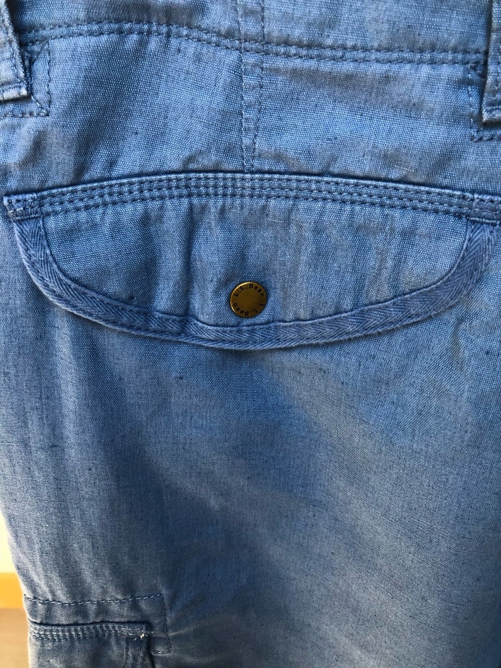 L.L.Bean Luxe Lightweight Linen Blend Blue Ankle Cargo Pants Size 18 - Picture 7 of 11